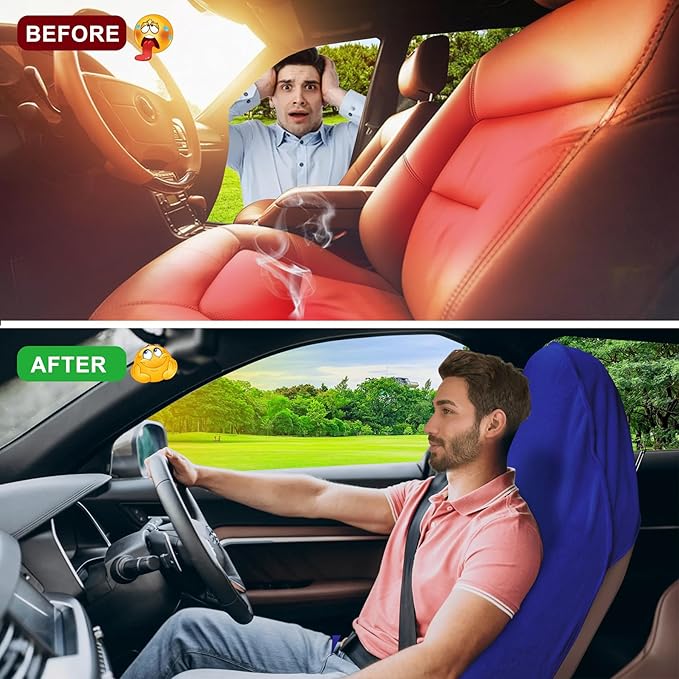 Car Seat Towel Cover, 2pcs Universal Front Seat Protector for Cars, SUVs and Trucks, Sweat Towel Car Seat Cover for Gym, Yoga, Swimming, Pets and Family Travel, Blue