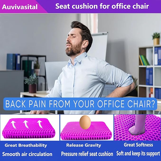 Plus Size Gel Seat Cushion, Extra Large and Thick, Seat Cushion for Buttocks, Back, Sciatica, Tailbone Pain Relief, Used for The Office, Wheelchair, Car, Recliner, Truck, Medical, Stadium.(Rose red)