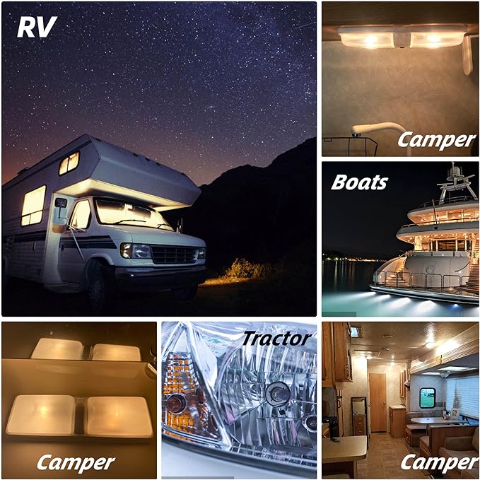 BA15D 12 Volt LED RV Camper Interior Light Bulbs,1076 1142 1176 S8 3W 2700K Warm White,Double Contact DC Bayonet Base,AC10-24V DC10-30V Low Voltage BA15D for Marine Boat Trailer Lights,5 Pack