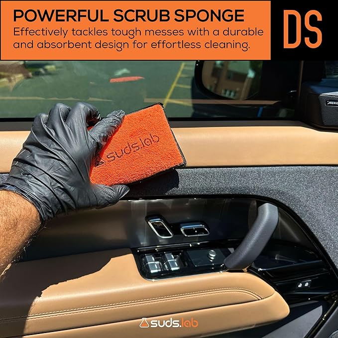 Suds Lab DS Microfiber Detailing Scrub Pad 3 Pack - Car Interior Cleaning & Detailing Microfiber Scrub Pads - Set of 3 - Safe On Leather, Vinyl, Plastic, Etc.