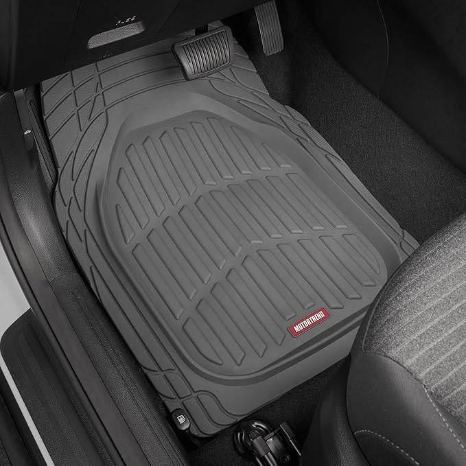 Motor Trend (2 Car Seat Covers for Front Seats with (2) Trimmable Car Floor Mats – Universal Fit Auto Accessories for Cars, Trucks, SUVs, Vans – Interior Protection and Vehicle Interior Shield Combo