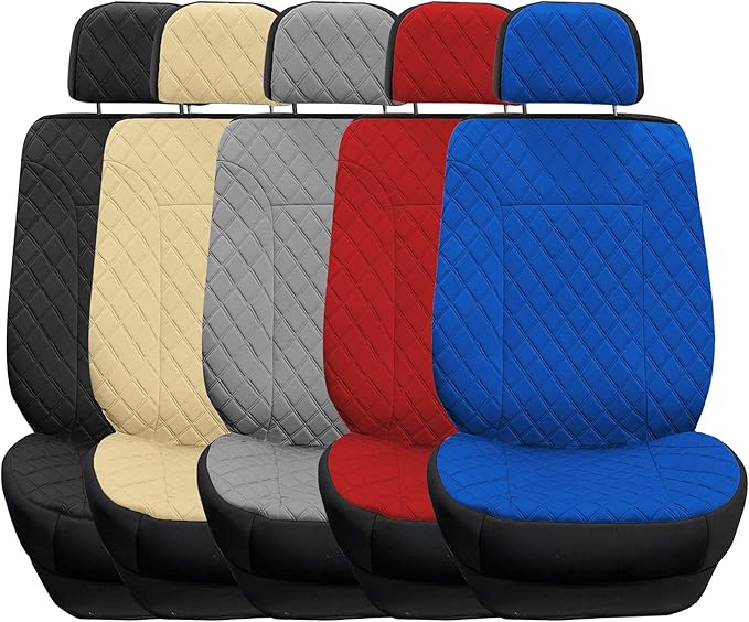 TLH Prestige 79 Diamond Stitch Red Neosupreme Car Seat Cushions, Two Pack Seat Covers for Cars Trucks SUV, Water Resistant Car Seat Cushion, Interior Accessories, Universal Fit Car Seat Protector