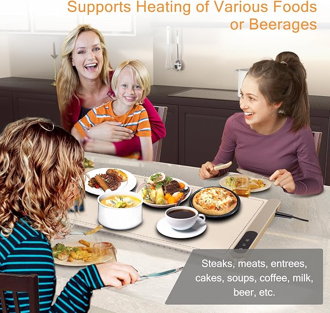 Upgrade Graphene Electric Warming Tray-Faster Heating Warming Mat for Food,Roll Up Silicone Food Warmer Mat with 6 Temperature Settings and Timing Function,Portable Food Warmers for Parties Buffet