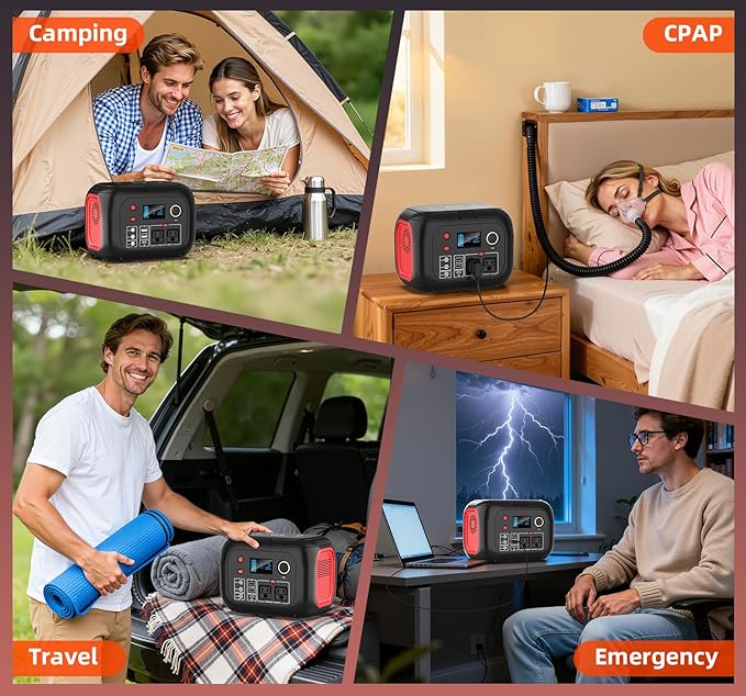 Portable Power Station 300W, 228Wh Solar Generator with 110V Pure Sine Wave AC Outlet, Backup Lithium Battery Generator for CPAP Outdoor RV Camping Emergency Home Use