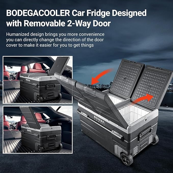 BODEGACOOLER 12 Volt Car Refrigerator, RV Car Fridge Dual Zone APP Control, Portable Freezer,121 Quart (115L) -4℉-68℉ RV Electric Compressor Cooler 12/24V DC &100-240V AC for Outdoor, Camping, Travel