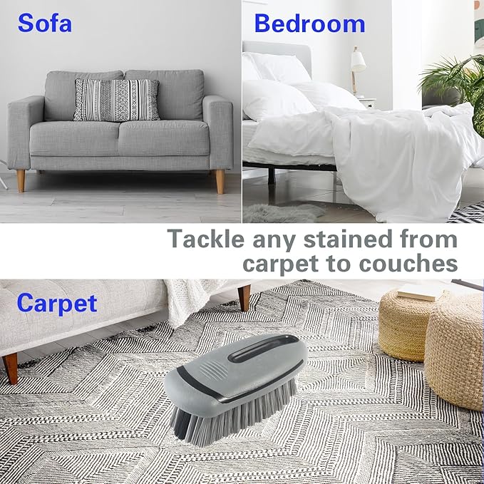 Carpet and Interior Cleaning Brushes, car Cleaning Brushes, Carpet Washing Brushes, Hard Bristle Detail Brushes, car and Home Interior Leather Brushes (Grey)