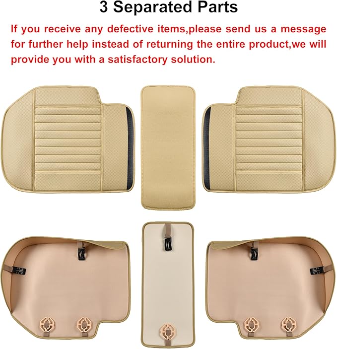 Back Seat Covers, Rear Seat Cushions, Auto Bench Protector with Breathable PU Leather and Non-Slip Bottom Universal for 4 Season (Beige, 61" x 20. 5")