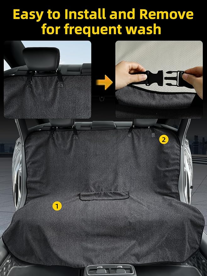 ZIMABLUE Terry Cloth Back Seat Cover Gray Universal Waterproof Car Sport Towel Seat Cushion Non-Slip Sweat-Absorbent Towel Cloth Suitable for All Seasons Waterproof Beach Seat Cover Washable
