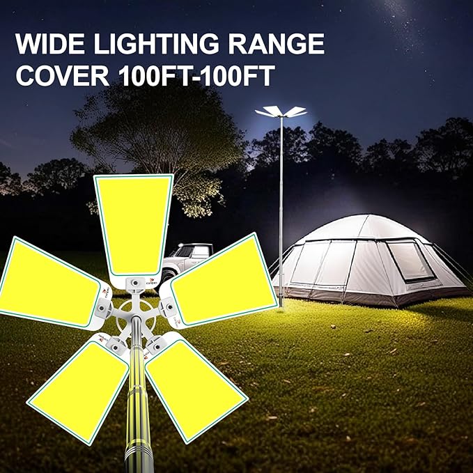 CONPEX Altra LED Telescoping Camping Lights, Portable Led Outdoor Camp Lighting with Remote & Manual Control Stand DC12V Outdoor Camp Light Telescopic Pole Fishing Light at Night