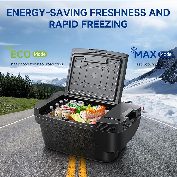 BODEGACOOLER 35L Built-In Car Refrigerator for Tesla Model Y- Ultra-Quiet Fast Cooling to -4℉, Smart App Control, Space-Saving Design for Camping & Road Trips 12/24V DC/AC,-4℉-68℉