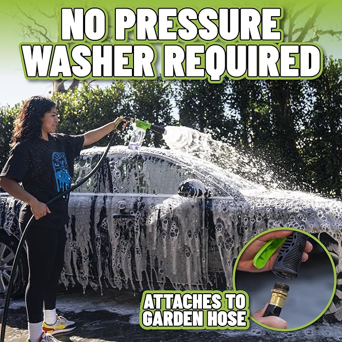 Chemical Guys Foam Blaster 6 Foam Car Wash Gun and Chenille Premium Scratch-Free Microfiber Wash Mitt, Lime Green - (Car Wash Foamer Connects to Any Garden Hose) EQP365 (2 Items)
