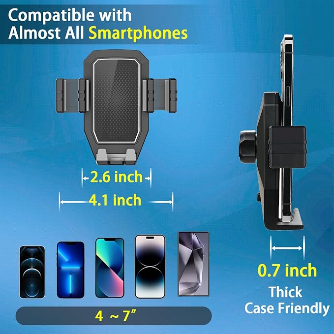Phone Mount for Truck, Truck Phone Holder Mount Heavy Duty, Dashboard Windshield Phone Holder for Semi Truck, Suction Cup Phone Mount for Truck Accessories, Compatible with iPhone/Samsung