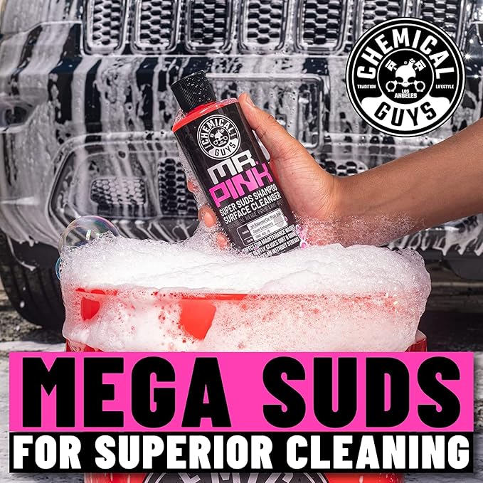 Chemical Guys CWS_402 Mr. Pink Super Suds Shampoo & Superior Surface Cleaning Soap, 128 fl oz (1 Gallon) + HOL144 TORQ Foam Cannon Snow Foamer , Works With Pressure Washer (2 Items)