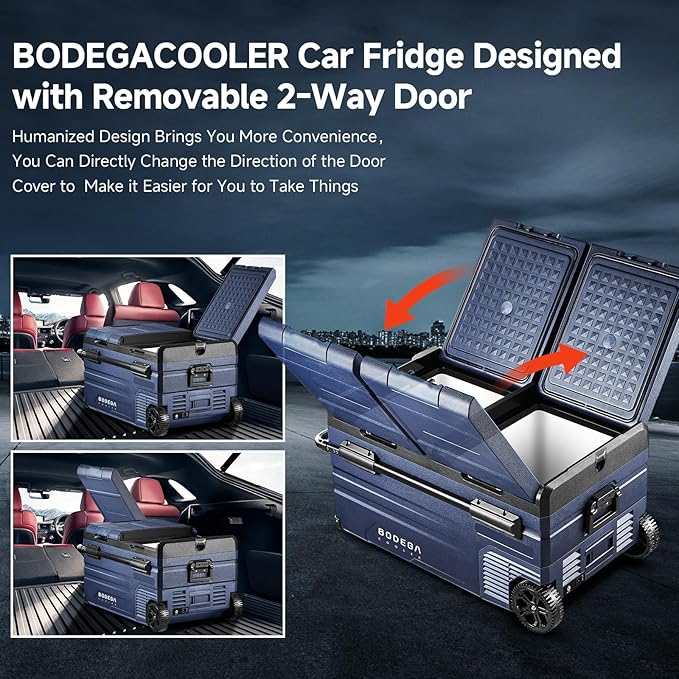 BODEGACOOLER 12 Volt Car Refrigerator, Portable Freezer, Car Fridge Dual Zone WIFI APP Control, 80 Quart(75L) -4℉-68℉Car Cooler, 12/24V DC and 100-240V AC, for Camping, Travel, RV, Outdoor