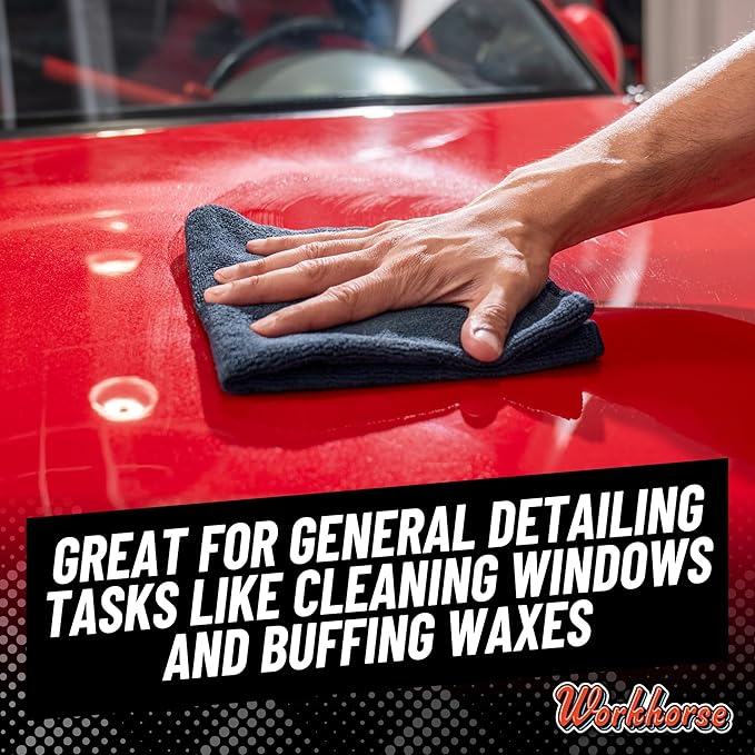 Chemical Guys MIC35303 Workhorse Professional Grade Microfiber Towel, Black, (Safe for Car Wash, Home Cleaning & Pet Drying Cloths) 16" x 16", Pack of 3