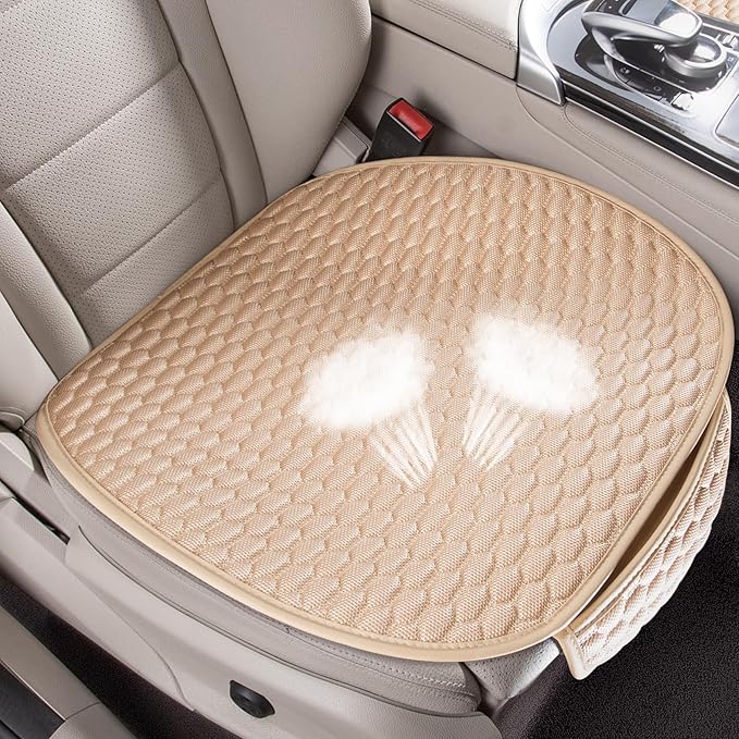 Car Seat Covers Cushion Pad,2PCS Front Bottom Seat Covers for Cars,Super Breathable,Storage Bags,Anti-Slip,Universal Automotive Seat Covers Fit for Most Sedans SUV Pick-up(2Pcs Beige)