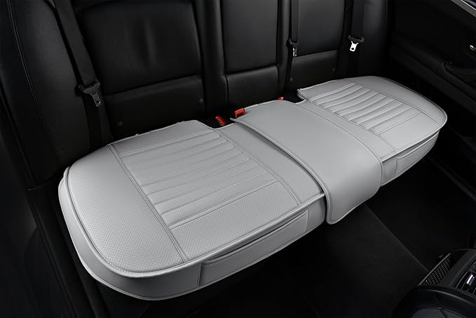 Back Seat Covers, Rear Seat Cushions, Auto Bench Protector with Breathable PU Leather and Non-Slip Bottom Universal for 4 Season (Gray, 61" x 20. 5")