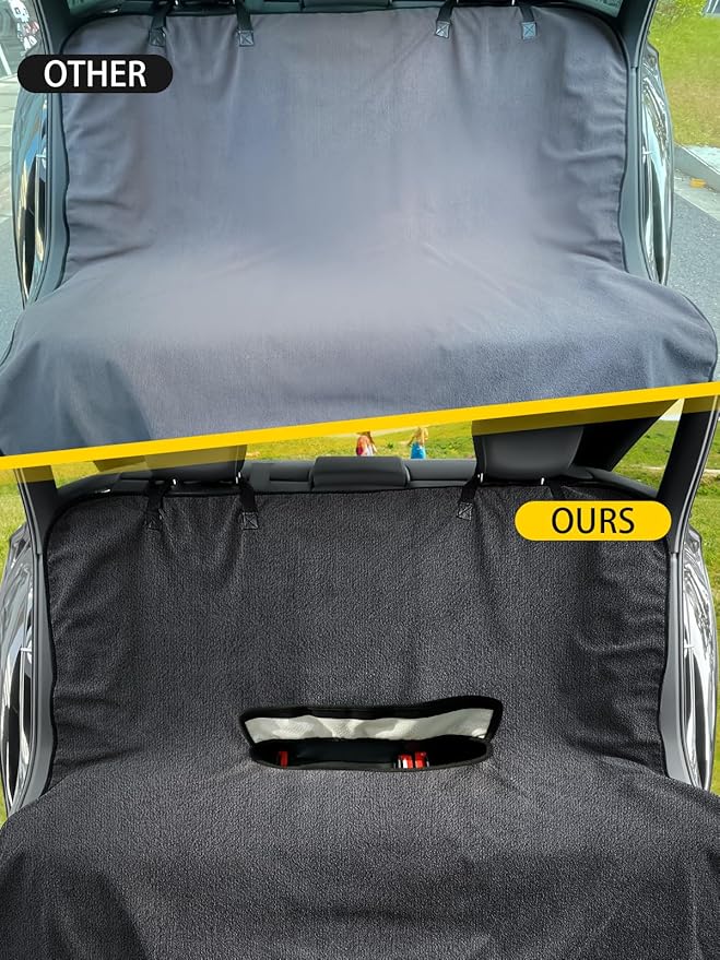 ZIMABLUE Terry Cloth Back Seat Cover Gray Universal Waterproof Car Sport Towel Seat Cushion Non-Slip Sweat-Absorbent Towel Cloth Suitable for All Seasons Waterproof Beach Seat Cover Washable