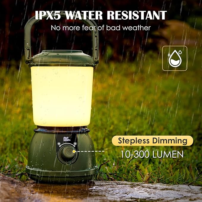 LED Camping Lantern Rechargeable, 5200mAh Camping Lights up to 150 Hours & 5 Light Modes, IPX5 Waterproof, Camping Tent Light for Power outages, Hurricane, Hiking, Emergency, and Home