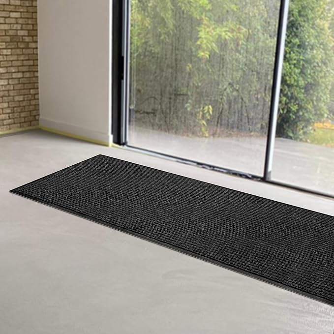 MaxMat® Commercial Floor Mat - Heavy Duty, Large Sizes, Indoor/Outdoor, Waterproof, Low-Profile, Easy to Clean Doormat (6 x 2 Feet, Black, MXM-RIB0026BK)