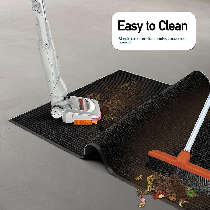 MaxMat® Extra Large 4x8 Rug Commercial Floor Mat, Feet Heavy Duty, Waterproof, Low-Profile, Easy to Clean, Rubber Entry Mat (RIB0035GY,Black)