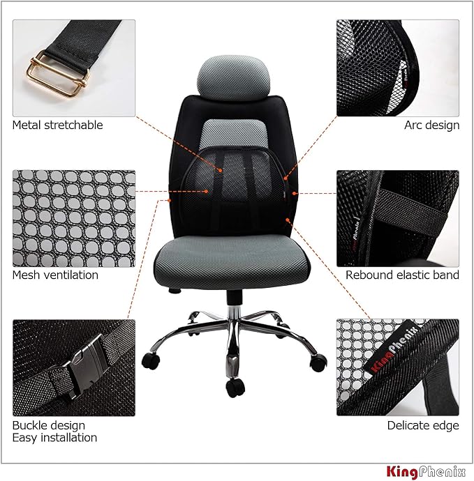 kingphenix Lumbar Support (2 Pack) with Breathable Mesh, Suit for Car, Office Chair