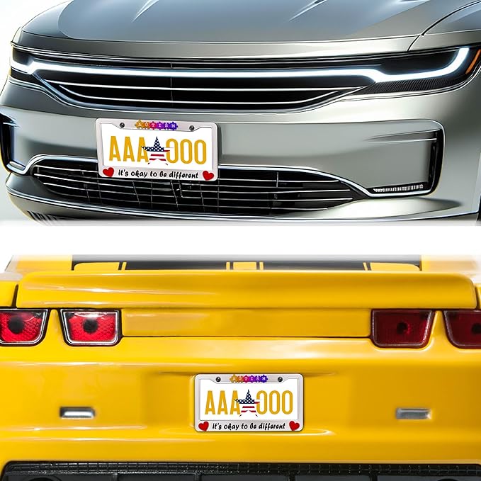 Automotive Exterior Accessories Multicolor License Plate Frames Autism It’s Okay to Be Different Aluminum Metal Car Accessory 2 Pack with Screw Covers Set