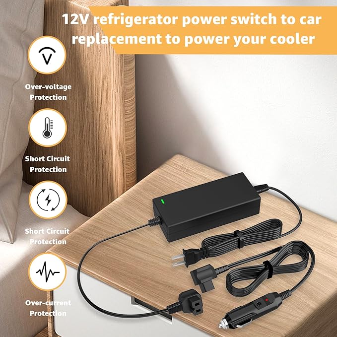 Power Cord Compatible with Alpicool, Bodega, Euhomy, BougeRV, ARB, ICECO, Setpower, JoyTutus, Cooler Power Cord for Most AC/DC Adapter Car Refrigerators 