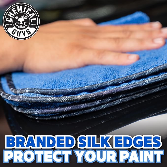 Chemical Guys MIC110003 Professional Grade Premium Microfiber Towels, Blue (16 Inch x 16 Inch) (Pack of 3) - Safe for Car Wash, Home Cleaning & Pet Drying Cloths
