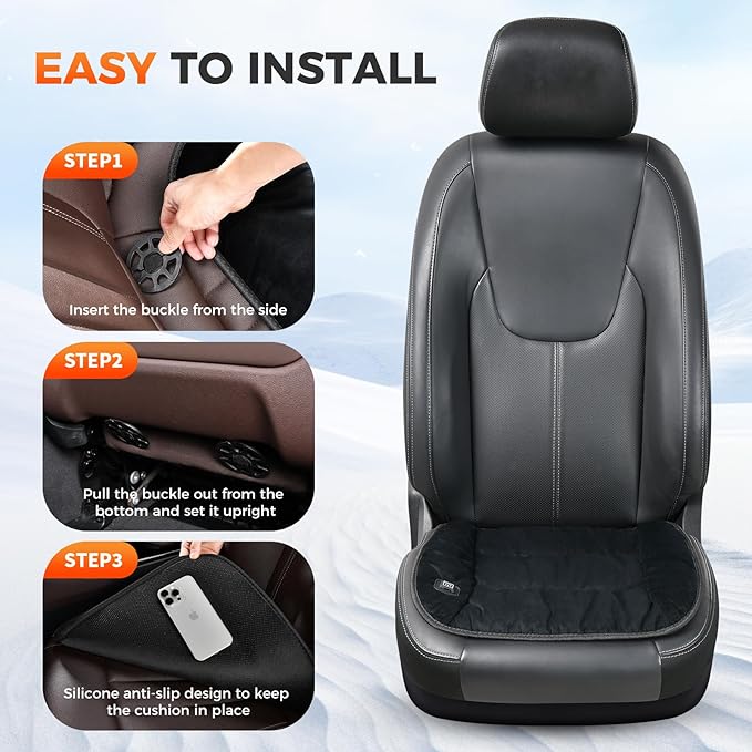 FLORICH Car Seat Cushion Winter Comfortable Seat Cushion for Cars Trucks SUV Van Office Home Wheelchair, Black