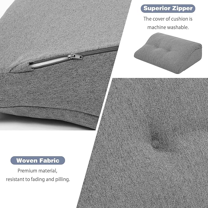 baibu Lumbar Support Pillow for Recliner, Large Memory Foam Dual-Layer Patent Design Back Support Cushion for Sofa & Gaming Chair, Ergonomic Lumbar Pillow with Machine Washable Cover, Dark Grey, 1P