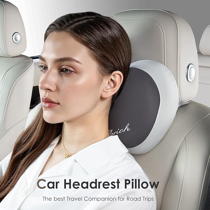 FLORICH 3 PCS Seat Cushion for Carseat Lumbar Support Pillow Car Neck Headrest Pillows Ultrathick Memory Foam Seat Pads Pressure Relief Back Cushion for Office Chair(Grey)
