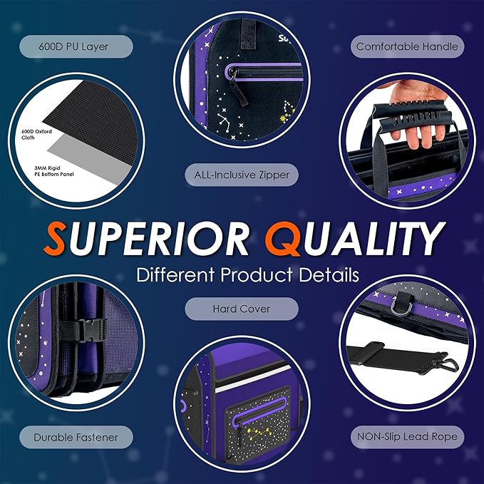 Car Trunk Organizer & Storage | 63L Capacity, 23.6"×13.8"×11.8" | Fluorescent Constellation Design | Waterproof, Collapsible with Adjustable Straps | for SUV, Small/Midsize Cars - Purple-M004