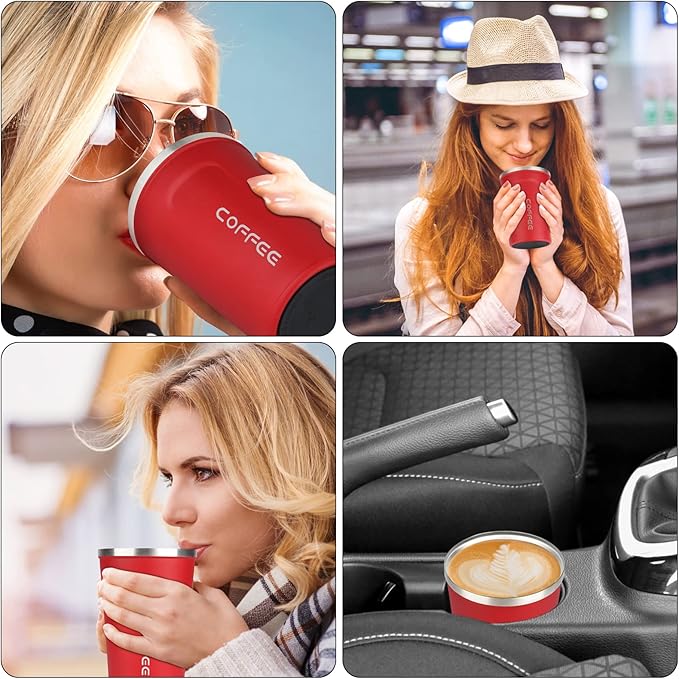 MOMSIV 12oz Travel Mug, Insulated Coffee Cup with Leakproof Lid, Vacuum Stainless Steel Double Walled Reusable Tumbler for Hot and Cold Water Coffee and Tea In Travel and Car