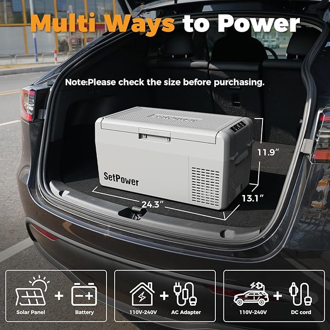 Setpower 12V Refrigerator 50 Hours Backup Cooling 21 Quart 12V Coolers for Vehicles Portable Freezer for Travel Car Fridge Electric Cooler for Car Camping Truck Van RV SUV Road Trip (RF20,Grey)