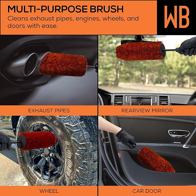 Suds Lab WB Premium Microfiber Detailing Wheel Brush for All Vehicle Types – 17.7" Ultra-Soft and Scratch-Free Reusable Rim, Wheel, and Tire Brush for Deep Cleaning