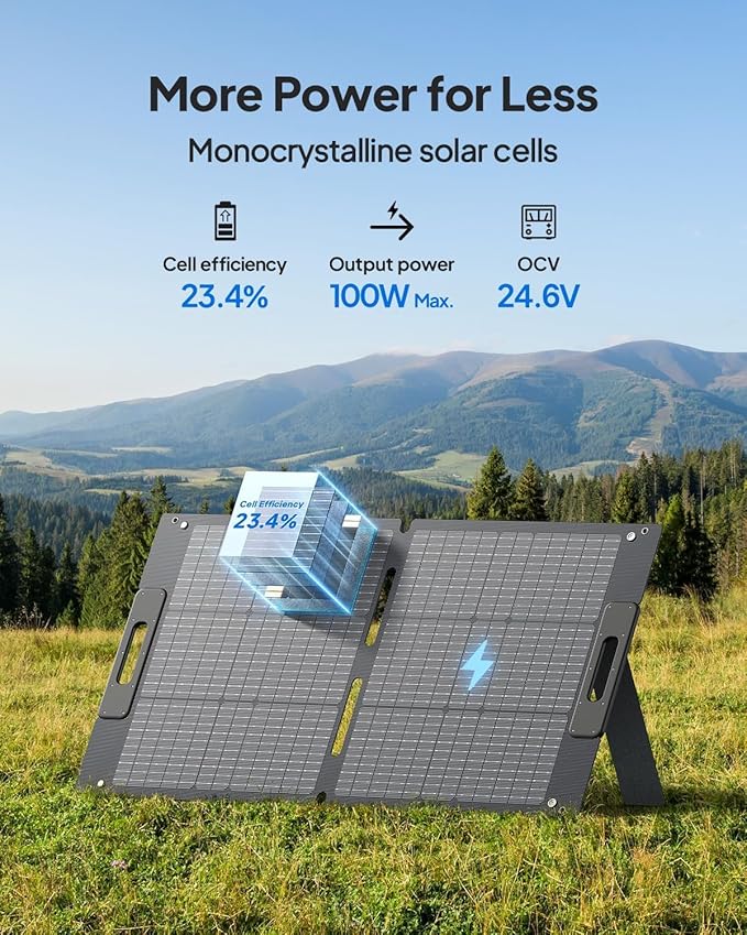 BLUETTI EB3A Solar Generator with 100W Solar Panel Included (Ships Separately), 268Wh Portable Power Station w/ 2 600W (1200W Surge) AC Outlets, LFP Backup for Outdoor Camping, Trip, Power Outage