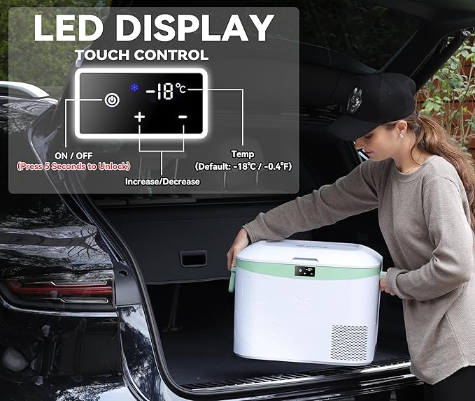 Car Fridge Portable 12V Refrigerator 19 Quart (18 Liter) 12 Volt Freezer Compressor Cooler 12V/24V DC 110~240 V AC for Truck Van RV Camper SUV and Home Use -18℃~+15℃