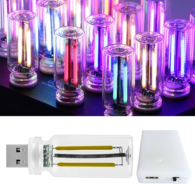 Retro Car Mood Lamps, Touch Control USB & Battery Lighted LED Car Interior Atmosphere Bulbs, Automotive Interface Charging Night Lights, Mini Portable Camping Lights Decorations (Purple, 2Pack)