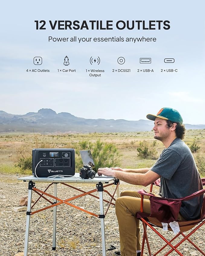 BLUETTI Portable Power Station EB70S, 716Wh LiFePO4 Battery Backup w/ 4 800W AC Outlets (1400W Peak), 100W Type-C, Solar Generator for Road Trip, Off-grid, Power Outage (Solar Panel Optional)