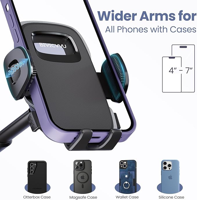 Car Phone Holder, Phone Holders for Your Car Dashboard Windshield, 360° Adjustable (4.8-7") Telescopic Arm, Suction Cup Cell Phone Holder for Truck Cradles Universal Car Mount for All Smartphones