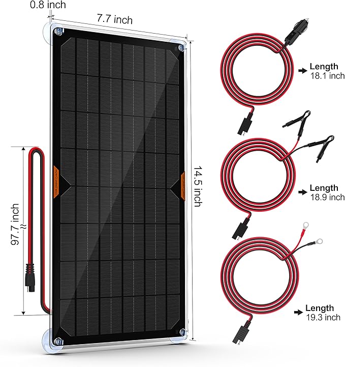 OYMSAE12V Solar Battery Charger ,10W Waterproof Solar Battery Maintainer,Portable Solar Panel Charger with Upgraded MPPT Controller for Car, Motorcycle, Boat, Marine, RV, Trailer, Tractor,Truck, etc