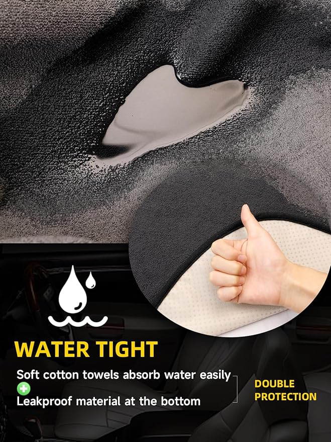 ZIMABLUE Terry Cloth Back Seat Cover Gray Universal Waterproof Car Sport Towel Seat Cushion Non-Slip Sweat-Absorbent Towel Cloth Suitable for All Seasons Waterproof Beach Seat Cover Washable