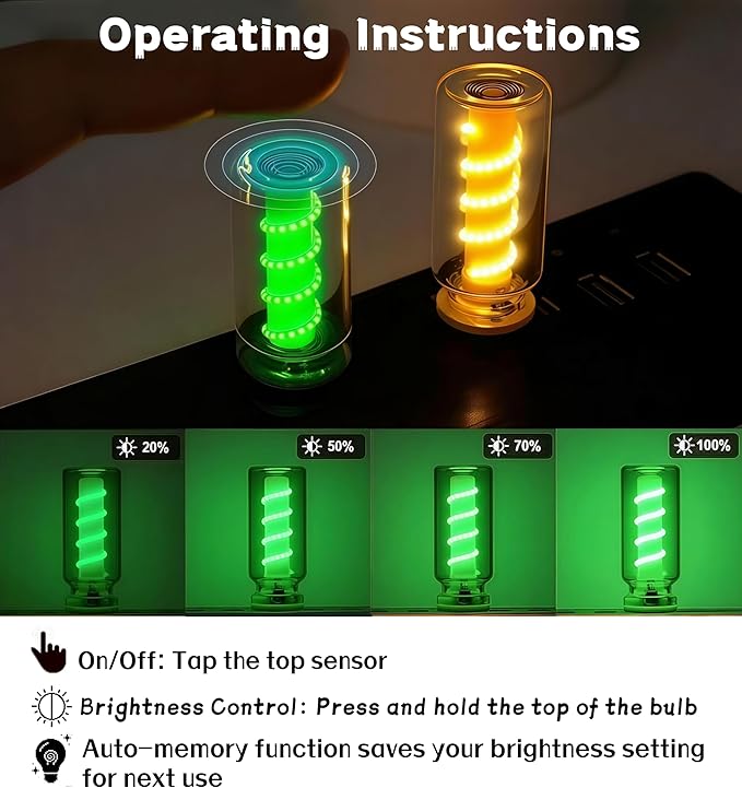 2 PCS USB Car Interior Lights, Touch Dimmable, Mini Retro Glass Bottle Design Suitable for Cars, Bedrooms, Corridors and Camping (Green)