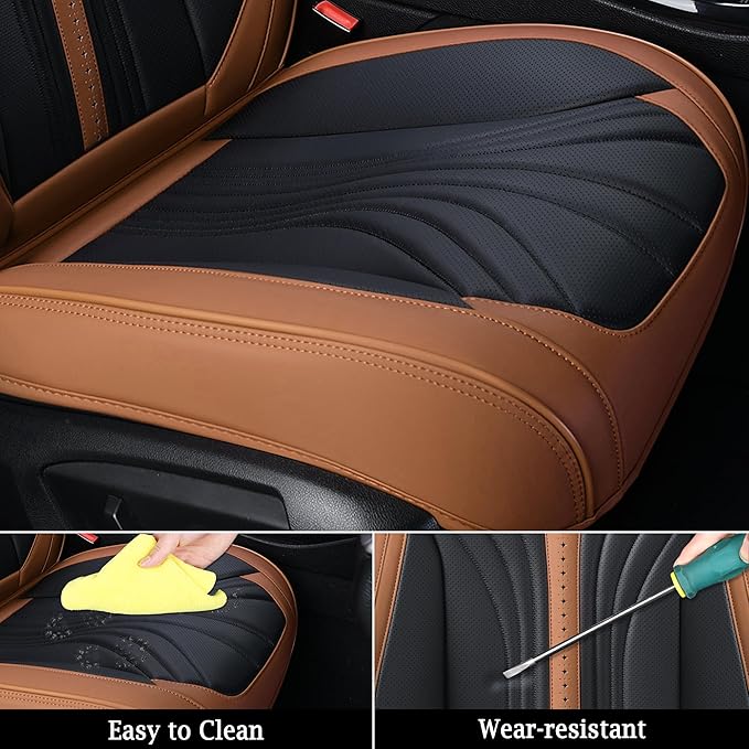 FLORICH Seat CoversFull Set, 5 Seats Universal Seat Covers for Cars, Nappa Leather Auto Seat Protectors, Front and Rear Seat Protector Car Seat Cushions Automotive Vehicle Cover for SUV Pick-up Truck