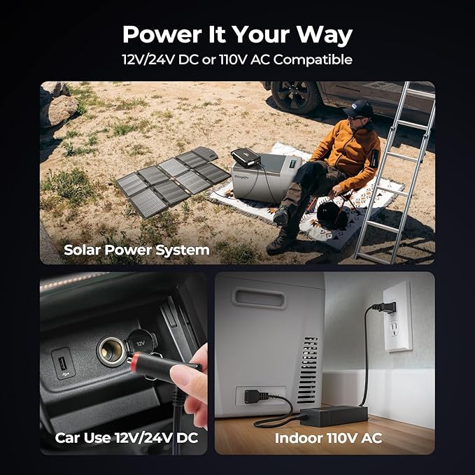 BougeRV 12 Volt Refrigerator 12V Car Fridge 23 Quart Portable Freezer Compressor Cooler 12/24V DC 110~240 Volt AC for Truck Van RV Camper SUV Travel Camping Road Trips Tailgating -8℉~50℉