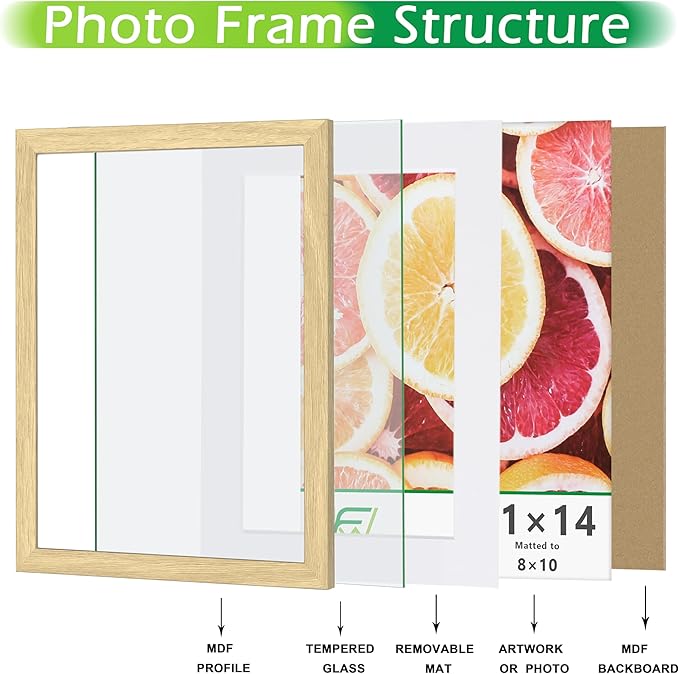 FrameWorks 2-Pack, 8x10 Matted to 5x7 Picture Frame, Natural Oak – Classic Wooden Photo Frame with Tempered Glass, Modern Matte Finish for Prints, Posters, Certificates & Wall Decor – Gallery-Ready