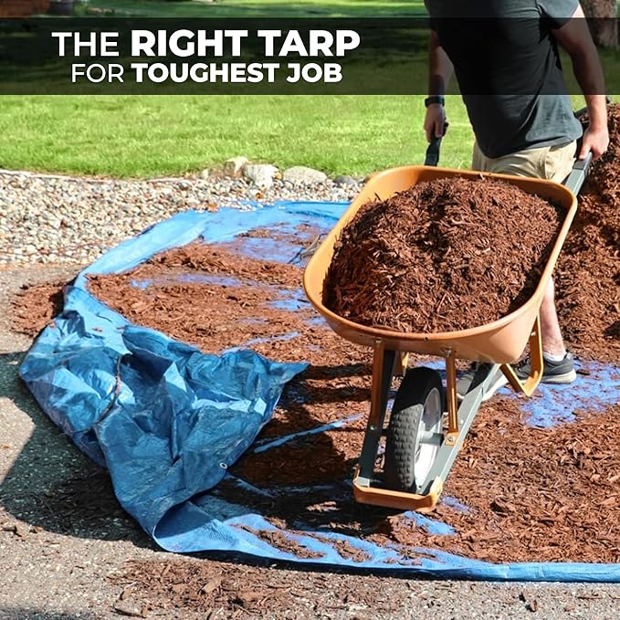 Tarps Heavy Duty Waterproof 16x20-12 mil Thick Camping Tent - Blue Tarp 16x20 UV Resistant, Rip & Tear Proof with Metal Grommets – Multipurpose Use for Camping, Tent, Boat, RV, Car, & Pool Cover