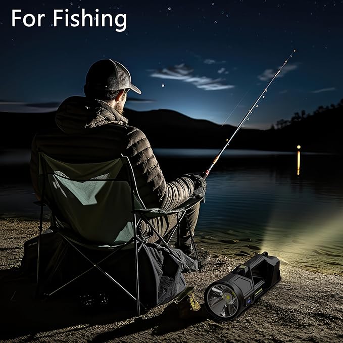 Solar Handheld Flashlight Rechargeable Multi Function High Bright 17000 Lumen 6 Modes LED Flashlight Emergency Strobe Light and 5400 MAH Battery Fishing Camping Emergency Light and USB Charging Cable
