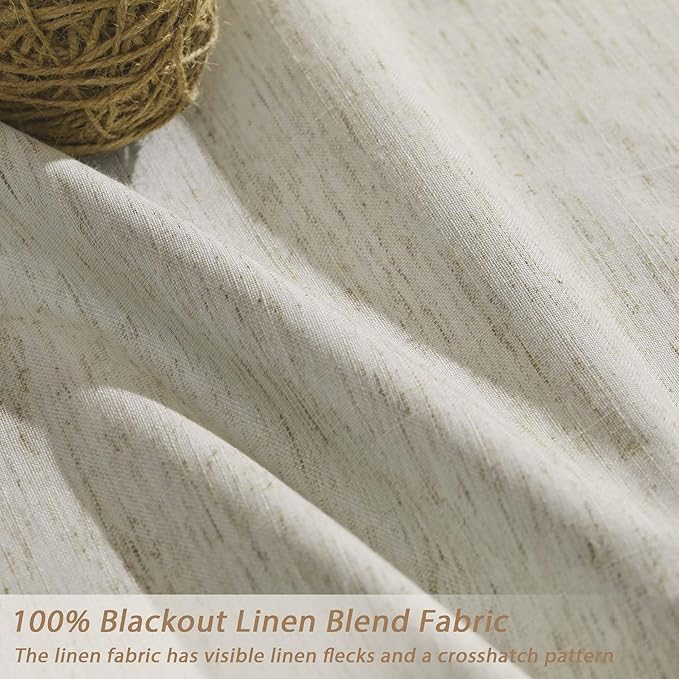 UHITECH Blackout Curtains 72 Inches Long for Bedroom 2 Panels Set 100% Black Out Curtain for Living Room Darkening Drapes Natural Beige Drapes Neutral Thermal Insulated